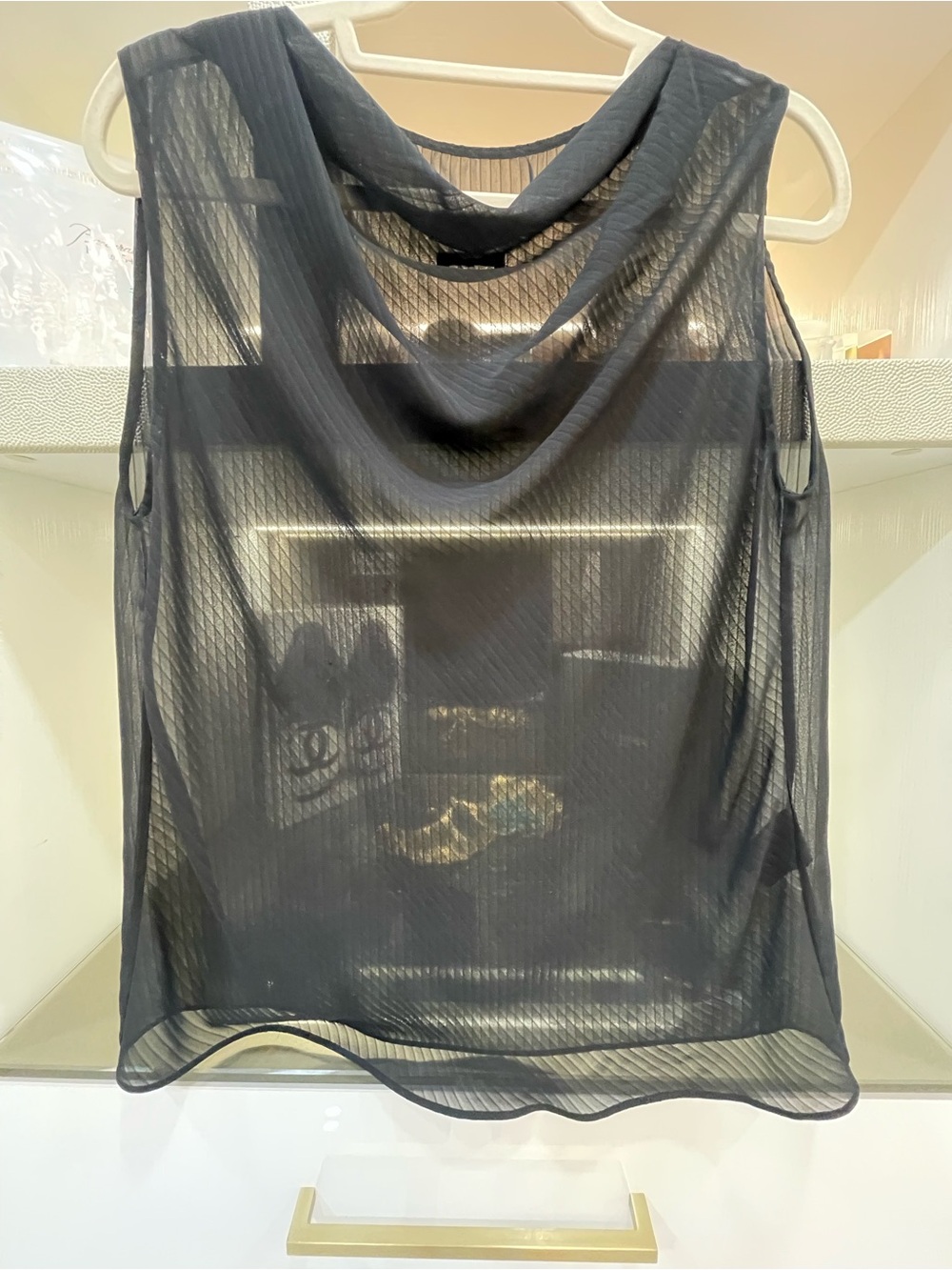RtA Black Sheer Cowl Neck Sleeveless Top Size Medium